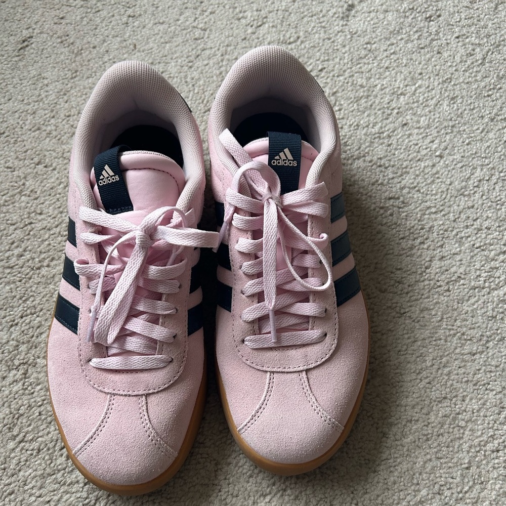 Adidas Women's Pink and Black Suede Sneakers - Picture 2 of 4